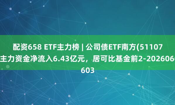 配资658 ETF主力榜 | 公司债ETF南方(511070)主力资金净流入6.43亿元，居可比基金前2-20260603
